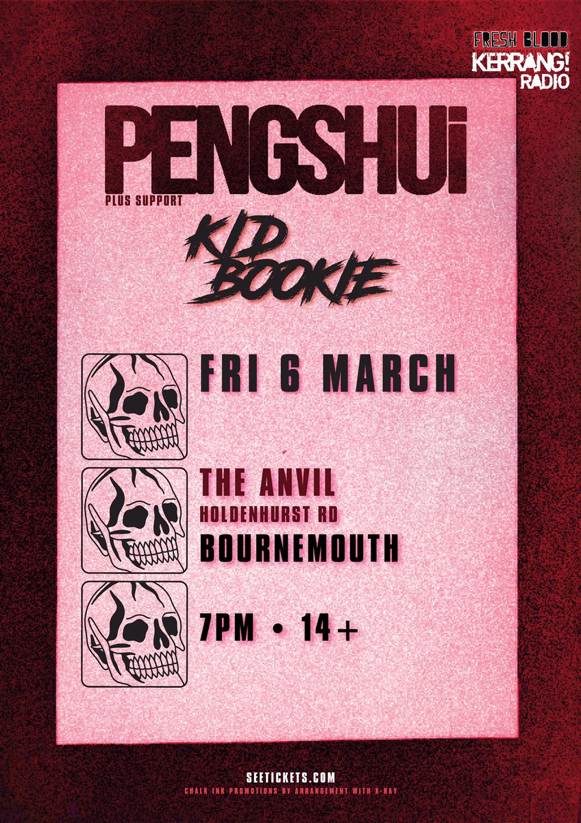 NEW SHOW!
06.03.20 • <a href="/TheAnvilRockBar/">The Anvil</a>

Kerrang! Radio Fresh Blood Tour.
Introducing <a href="/PENGSHUIMUSIC/">PENGSHUi</a>, they have a mutual love for hard, lively &amp; energetic music, taking the best of Grime, Rap, Dance, Punk and Metal music based around 140 bpm.

On sale 30/10 @ 10am
#Pengshui