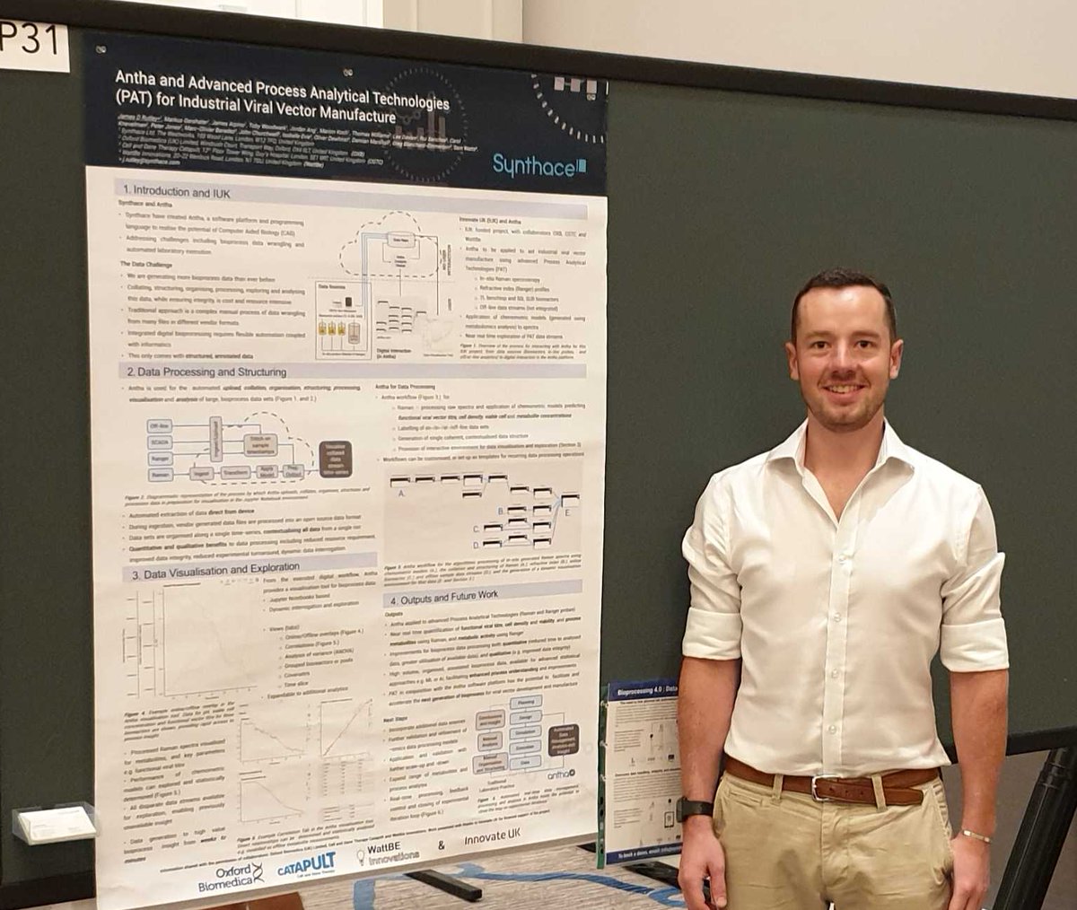 synthace's tweet photo. Senior Bioprocess Engineer @jamesrutley and Senior Scientist Steve Brown (@srb217STEVE) are showcasing our #bioprocessing informatics solution at #RAFT13. If you are in attendance make sure you catch up with them, they have some exciting data to discuss. https://t.co/EyJ1yGNUfs