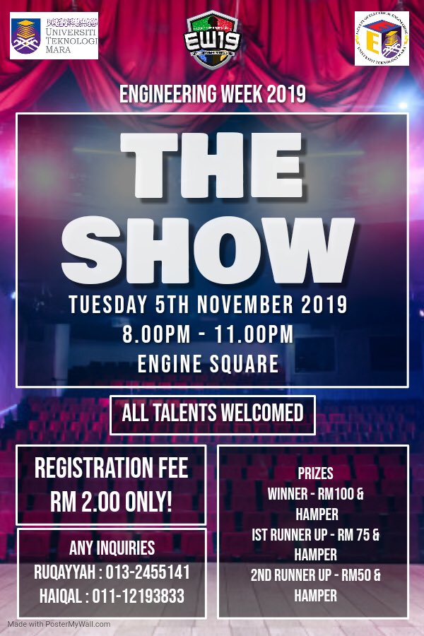eng_week2019's tweet photo. Got some HIDDEN TALENT?🎩
Well, the time for you to shine has come✨ 

THE SHOW provides you the platform to perform. What are you waiting for? Hurry up and grab the chance!⚡️

"Diversity, Equality, Unity. Together We Build the Future"

#EW19
#Unite4Engine https://t.co/NnBfSzedk6