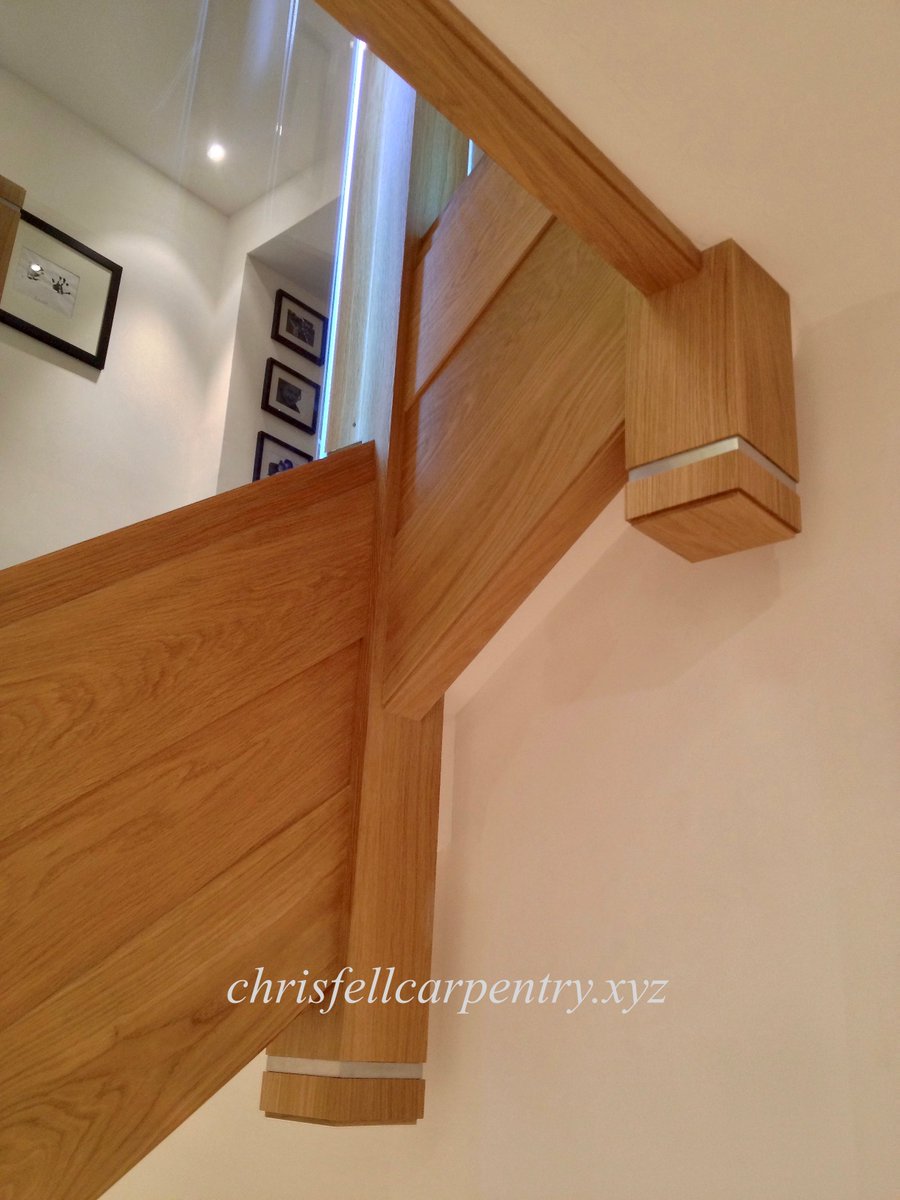 cfcarpentry's tweet photo. Staircase renovation. Transforming the drop newels and stair string whilst transforming a traditional cut string staircase into a closed string staircase with glass balustrade and over clad using oak. #staircase #newelpost #stairs #oak #staircaserenovation #carpentry #carpenter https://t.co/J25ubCZraJ