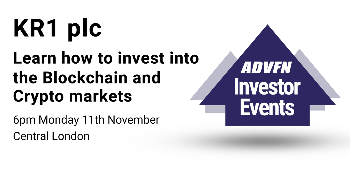 "Learn How to Invest into the Blockchain and Crypto Markets with KR1 plc" 

KR1 plc's market cap has grown by 1000% since listing in 2016. Come along on Nov 11th &amp; find out more about Europe's leading #blockchain &amp; #cryptocurrency VC 
<a href="/KR1plc/">KR1 plc</a> @NEX_Exchange
eventbrite.co.uk/e/learn-how-to…