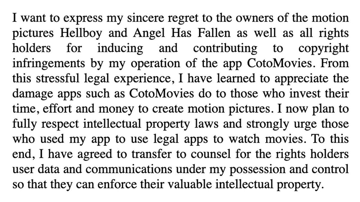 VideoLock's tweet image. Illegal film distributor cotomovies.com shuts down and issues apology.