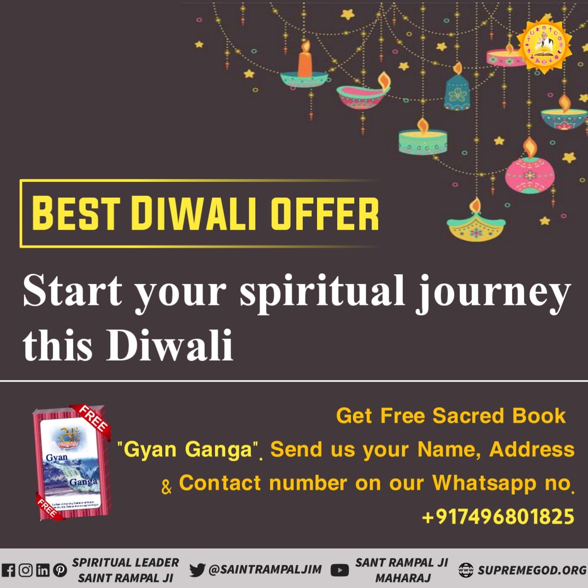Amod19739497's tweet photo. #SpiritualBooks_DiwaliOffer
इस दीपावली अपने आध्यात्मिक जीवन का सफर शुरू करें पूर्ण परमात्मा के ज्ञान से जिससे आपके जीवन मे सदा खुशियों की भरमार रहे। अधिक जानकारी के लिए पढ़ीए "ज्ञान गंगा"। निःशुल्क पुस्तक मंगवाने के लिए वट्सएप करिए 7496801823 पर। https://t.co/2fop8ZDtQq