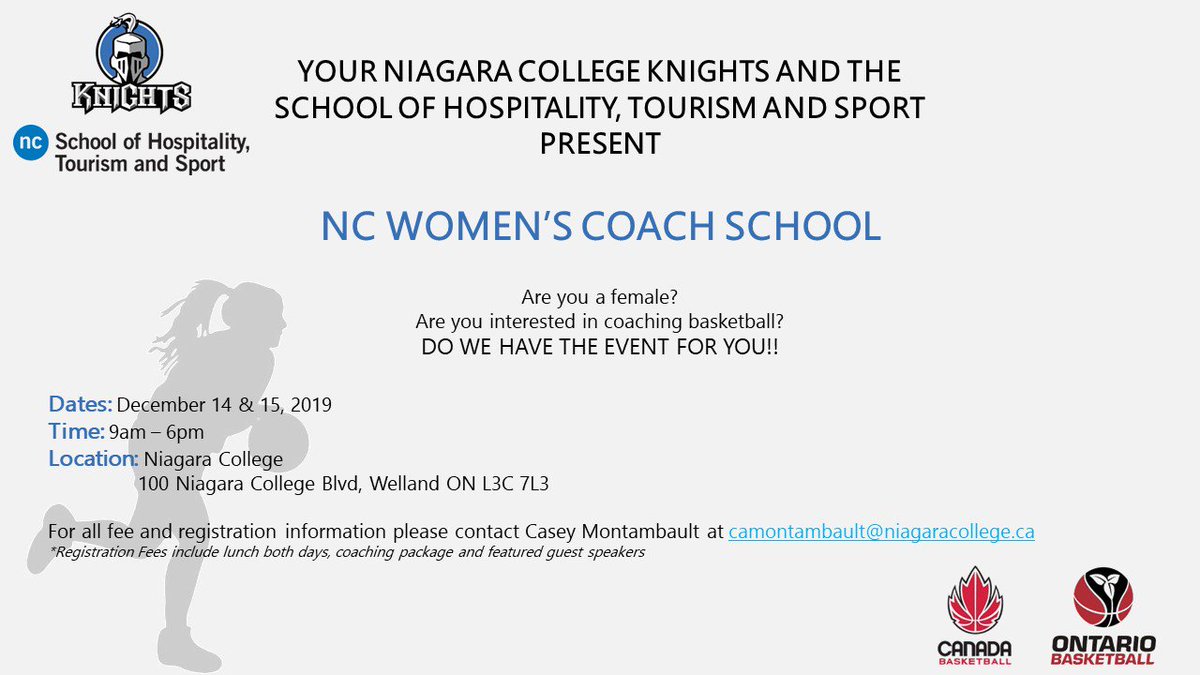 CBcoachED's tweet photo. Are you a female coach in the Niagara region? Join Niagara College for their Women's Coach School! Check out the details below! #TheGameGrowsHere https://t.co/1OYC2N3DmO