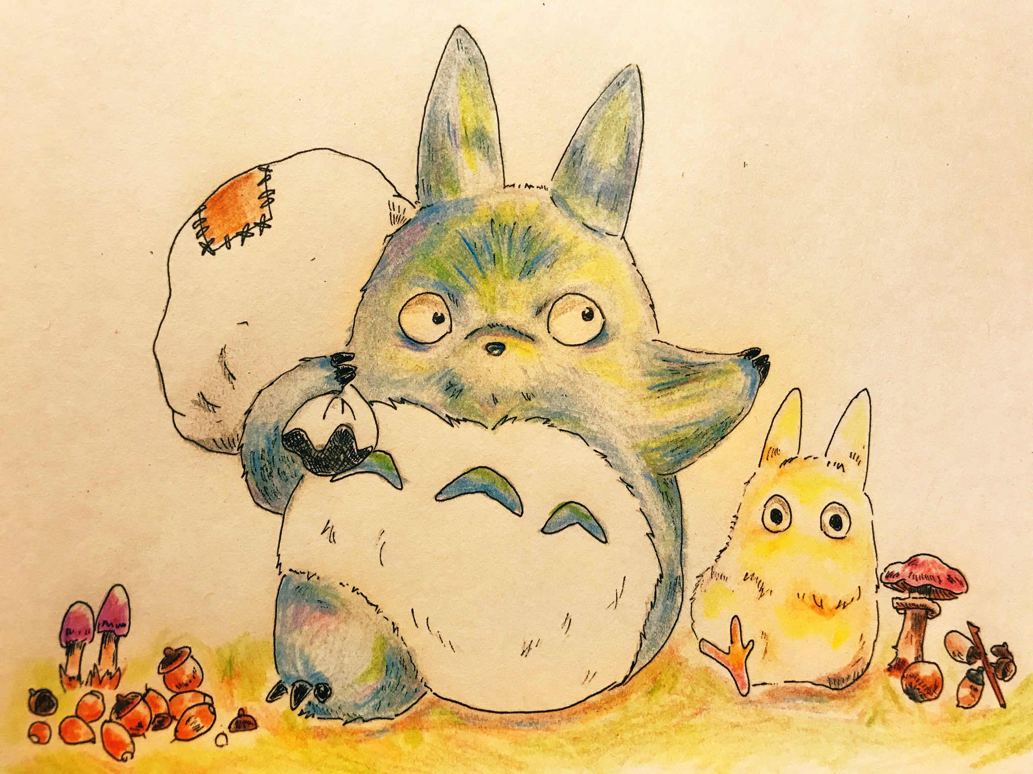 Twitter 上的 温泉たまご 中トトロと小トトロが秋を運ぶ ペン画 トトロ ジブリ イラスト好きな人と繋がりたい 秋の創作クラスタフォロー祭り T Co M9col1knom Twitter