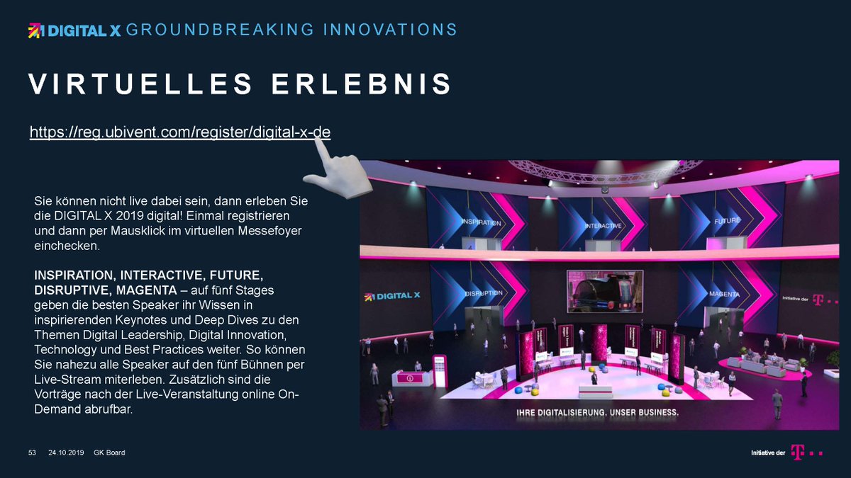 Join our Detecon #FutureMobility Session at #DigitalX2019 through the WWW and follow the attached link/instruction.
Our coordinates: Wednesday Oct 30, 12 h (European time), Magenta stage.
Looking forward to a cool event with all of you