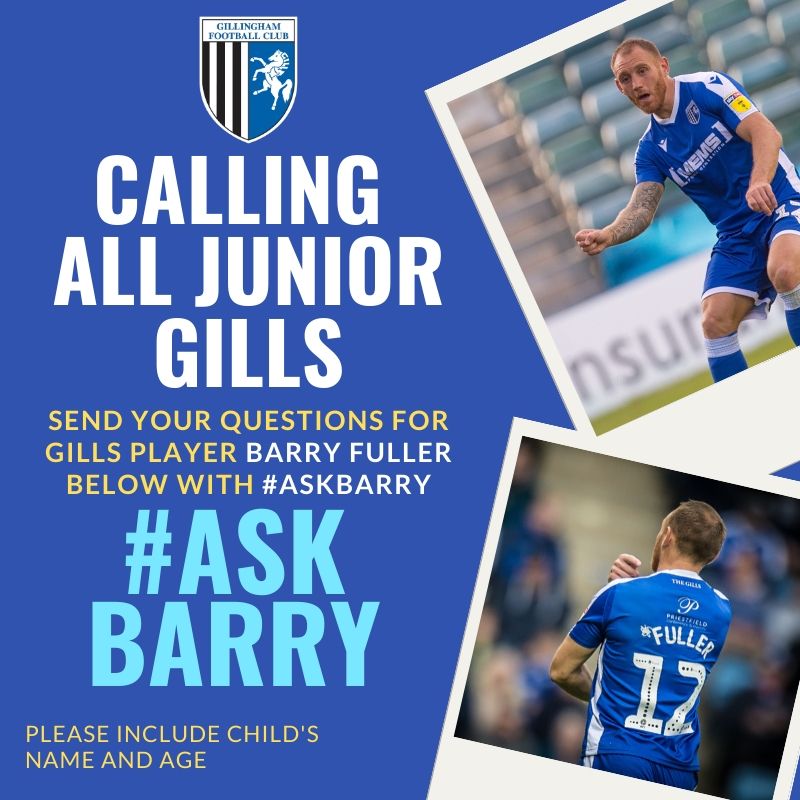 TheGillsFC's tweet photo. 📢 CALLING ALL JUNIOR GILLS! 📢

Do you have a question for @barryfuller2? 

Let us know what you want to ask the #Gills defender and it could appear in this Saturday's junior match programme.

#AskBarry https://t.co/bbpaWV2ahk