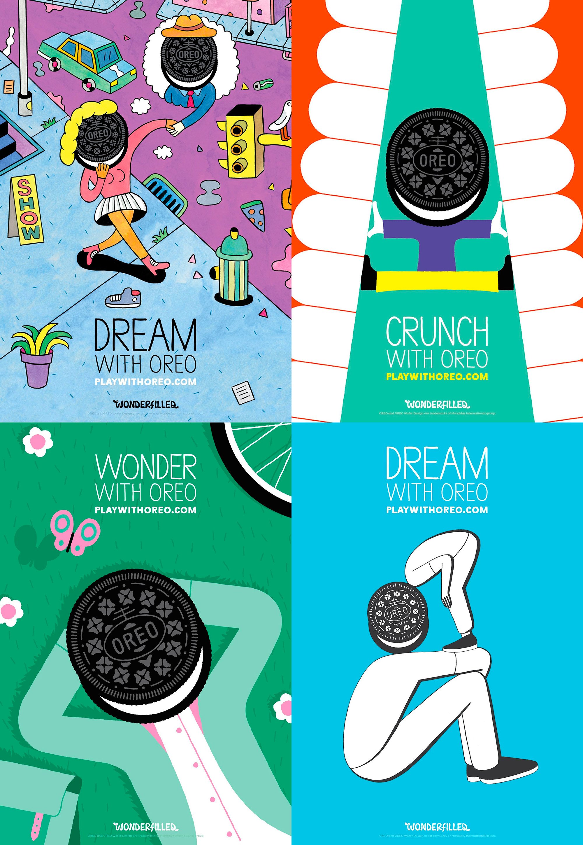Inspi 総勢10名のアーティストを起用したオレオの広告キャンペーン Play With Oreo 15 アーティストらは Twist や Dream といった単語を与えられ そこから連想して独自の世界観のイラストを描きました これらの作品は屋外広告として米