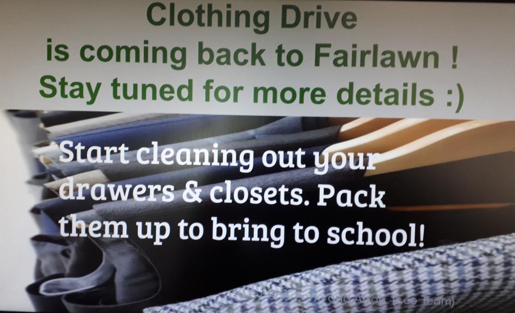 It's almost that time again: Textile & Clothing Drive will be starting this Friday, November 1st @FairlawnPSPDSB
Start cleaning out your drawers & closets! Stay tuned for more info! @bag2schoolna @PDSB_eco @EcoSchoolsCAN