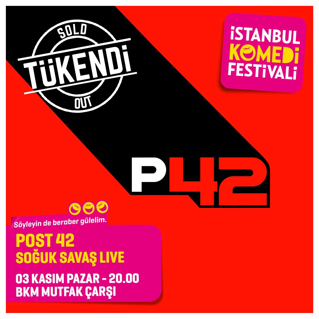 BKM Sahne (@bkmsahne) on Twitter photo 2 Kasım "Yılmaz Erdoğan ve Çok Güzel Hareketler 2", "Post 42 - Soğuk Savaş Live", ve "Abur Cubur Show" etkinliklerimizin tüm biletleri tükenmiştir, yoğun ilginize teşekkür ederiz 😎🙏 Diğer etkinliklerimizde görüşmek üzere 😁 😂 🤣 #İstanbulKomediFestivali <a href="/istkomedifest/">İstanbul Komedi Fest</a> 2 Kasım "Yılmaz Erdoğan ve Çok Güzel Hareketler 2", "Post 42 - Soğuk Savaş Live", ve "Abur Cubur Show" etkinliklerimizin tüm biletleri tükenmiştir, yoğun ilginize teşekkür ederiz 😎🙏 Diğer etkinliklerimizde görüşmek üzere 😁 😂 🤣 #İstanbulKomediFestivali <a href="/istkomedifest/">İstanbul Komedi Fest</a>