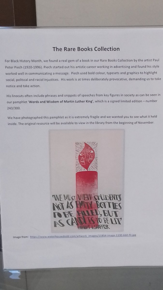 Something from the Black History Month display at @UoPlibrary- some powerful images taken from the Library's special collection. Still a few days to go and take a look if you haven't yet seen it..
