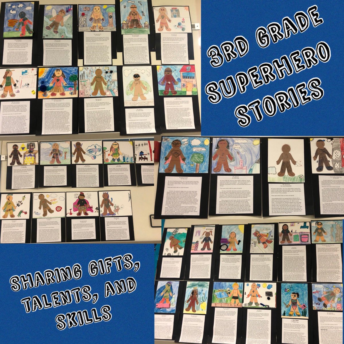 ReaganQUESTlisd's tweet photo. 3rd grade Superhero Stories showcasing student gifts, talents, & skills are up in the hallway. Shoutout to @LMcPherson1111 for finding & reading each one of your student’s stories! They were so excited to point them out. We appreciate you! #reaganrays #1lisd #reaganQUEST https://t.co/vvtbwKnNWq