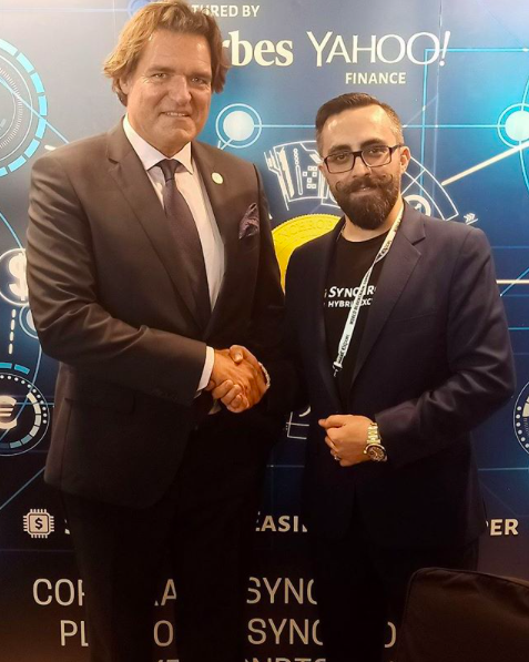 SynchroBit's tweet photo. A great meeting with the CEO of the office of His Highness Sheikh Ahmad Al Maktoum and the Co-founder and Global CEO of Synchrobit at World Blockchain Summit in Dubai
#snb #synchrobit #synchronium #wbs #wbsdubai #cryptocurrency #blockchain https://t.co/ySXAFuWYNb