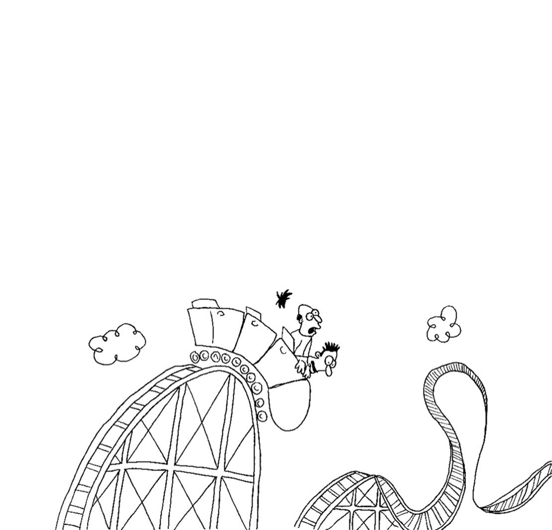 GCchewedcookie's tweet photo. “I knew I should have just held the bags!” Day 28 of Inktober - Ride. 🍪🍪🍪 #inktober2019 #inktober #ink #pen #blackandwhite #outline #rollercoaster #ride #scared #heights #clouds #cloud #themepark #wig #toupee #hair #cartoon #drawing #draws #draw #drawn https://t.co/uXKznaQO8S
