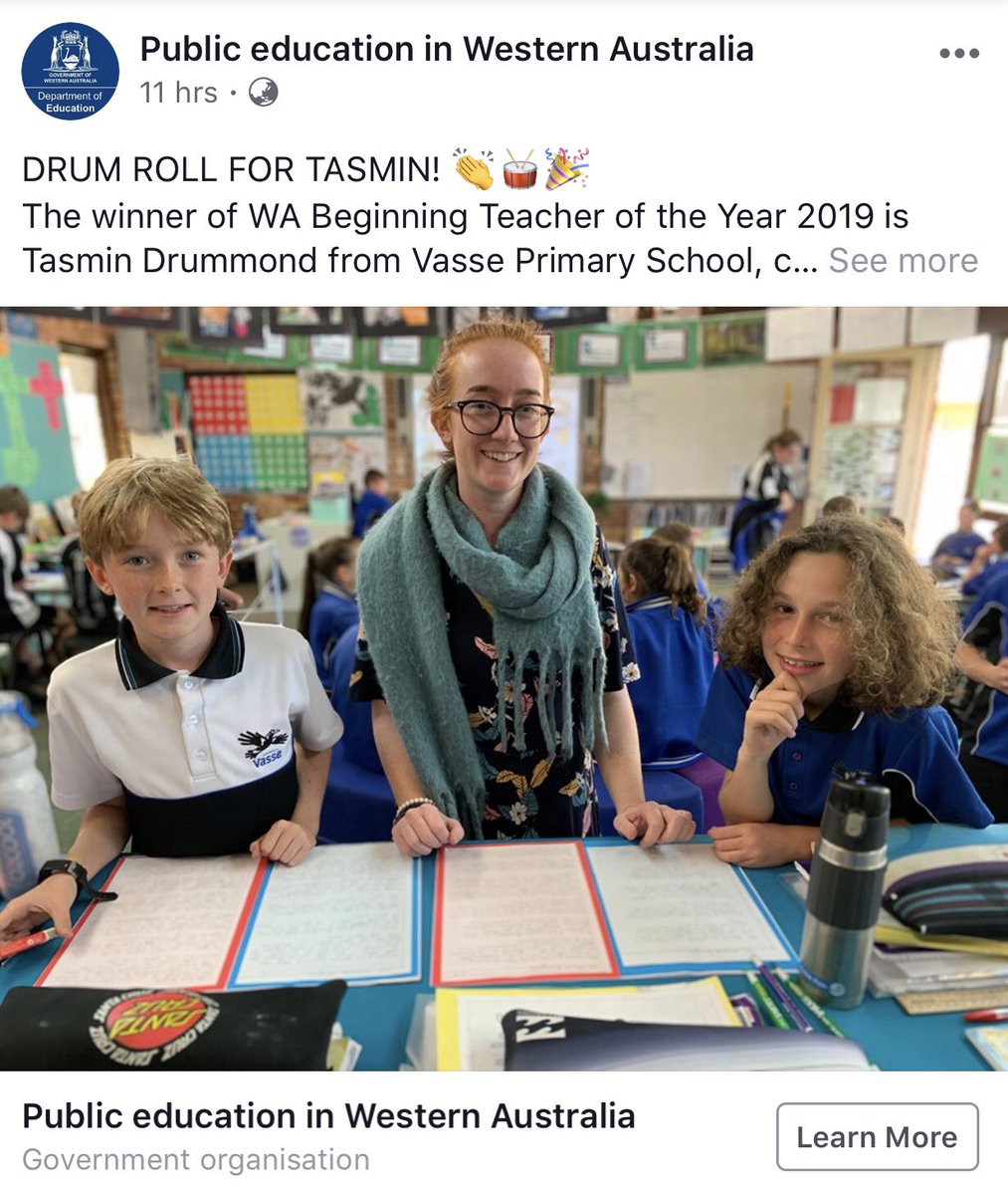 wendychewitt's tweet image. Fabulous to see Tasmin Drummond from Vasse PS recognised as beginning teacher of the year @TDS_SS_CO @VasseDigital @vasseps #tds2018_2019