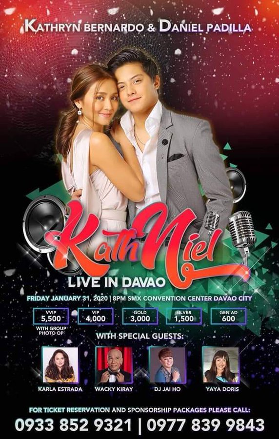 DANIELROCKS DAVAO (@danielrocksdvo) on Twitter photo KATHNIEL LIVE IN DAVAO! JANUARY 31, 2020 at SMX CONVENTION CENTER, DAVAO CITY with Special guest tita <a href="/Estrada21Karla/">karla estrada</a> Wacky Kiray, DJ Jaiho and Yaya Doris
For more details 👇 KATHNIEL LIVE IN DAVAO! JANUARY 31, 2020 at SMX CONVENTION CENTER, DAVAO CITY with Special guest tita <a href="/Estrada21Karla/">karla estrada</a> Wacky Kiray, DJ Jaiho and Yaya Doris
For more details 👇