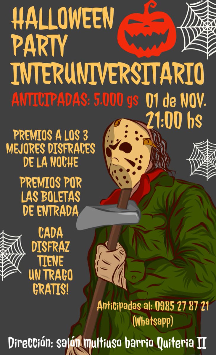 La comisión directiva de la barra de Huma organiza e invita a todos los universitarios en la noche de Halloween Party. Para que te puedas divertir de la mejor manera y buena onda posible. Te esperamos con tu mejor disfraz!!👻👹👺🤡👿💀👽 <a href="/ce_uni/">CE_HUMA-UNI</a> <a href="/Huma_labarra/">HUMANIDADES 💛</a>