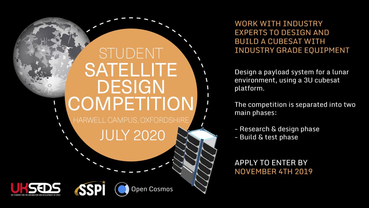 Open_Cosmos's tweet photo. One week left to register for the @Open_Cosmos, @sspi and @UKSEDS Student Satellite Design Competition 🛰️ 

Your mission will be to design a #cubesat payload for our 3U beeKit platform.  

https://t.co/aJ6ElOu6dT Register your team by Nov 4th! https://t.co/ZmNqQ0WuwZ