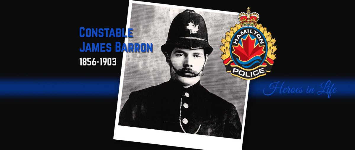 HPS_Run2R's tweet photo. Today, we remember one of our fallen. Constable James Barron, who was killed on October 28th, 1903 while interrupting a break and enter in progress. His death led to allowing officers on night shifts to carry firearms. @HamiltonPolice #HeroesInLife https://t.co/ZvumlkCX97 https://t.co/BKlhDPcAPj