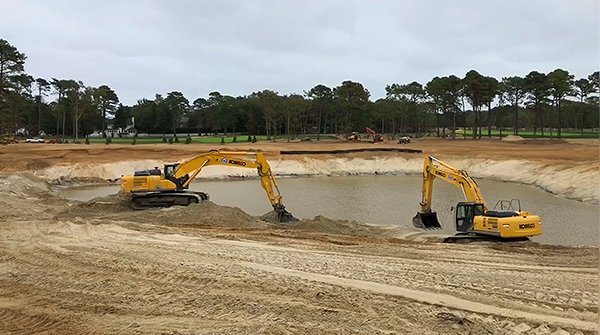 ULNationalGC's tweet photo. #GolfCourseRenovation at National. The excavation lakes has been fueling the growth of the land form and the development of the greens and tee elevations for 6, 7, and 8 Sherman. The land form will be as high as 70 feet above sea level, exceeding the highest point in Cape May! https://t.co/Zp2DyA6S7L