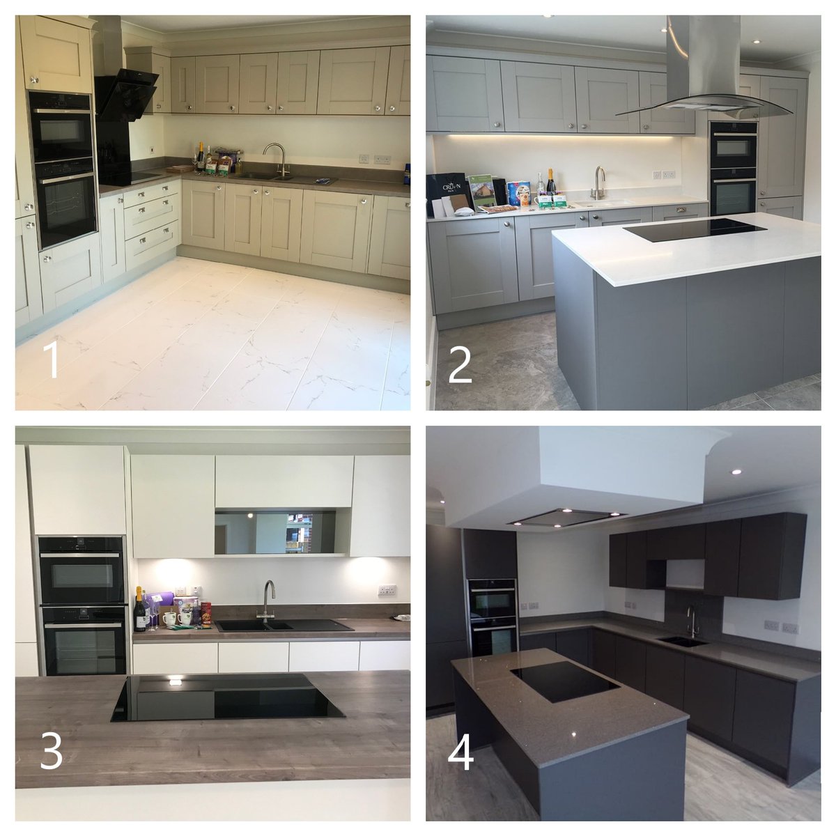 BV_Homes's tweet photo. We would love to hear your views on KITCHENS  - Do you prefer a traditional shaker style kitchen (1 and 2), or a modern handleless kitchen? (3 and 4)

Please comment below traditional or modern 👇🏼

Thanks in advance 😁

#BramptonValleyHomes #LuxuryHomes #KitchenInspo https://t.co/Gw3BleLGV3