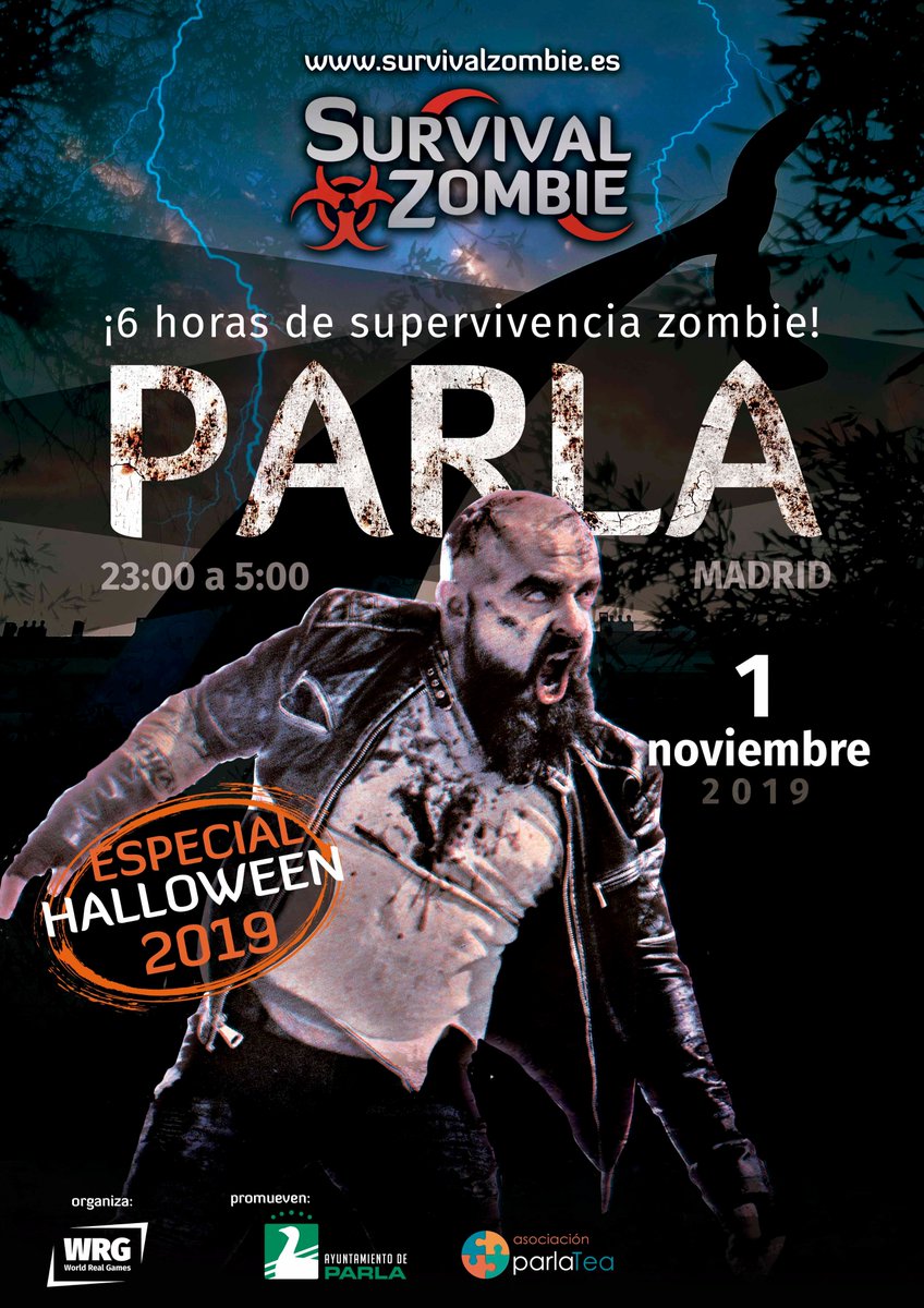 SurvivalZombie's tweet photo. Os dijimos que no hicierais planes para #Halloween 🎃 y también nos referíamos a MADRID.
¡¡¡CONFIRMAMOS PARLA!!! #SZParla
Las entradas se ya están aquí... 😁😁😁
https://t.co/ndBCrnGXkz
¡Primer lote de 50 entradas en oferta inicial! #SurvivalZombie https://t.co/TVPlTr1sAB