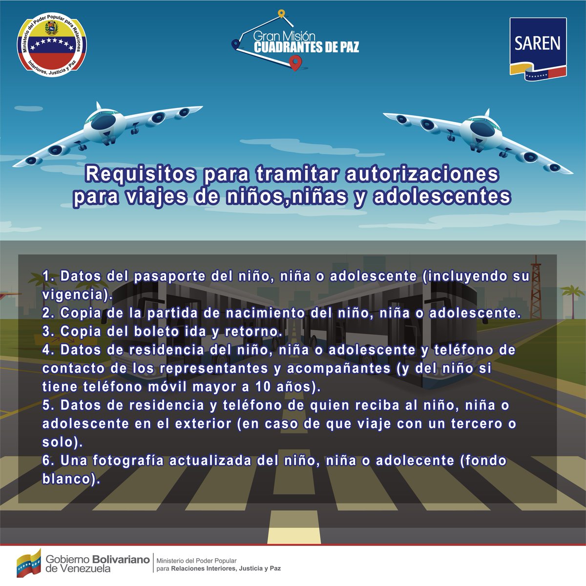 Saren_ve's tweet photo. #Entérate | A continuación detallamos los requisitos para gestionar las Autorizaciones para Viajes de niños, niñas y adolescentes. Este trámite es otorgado en las Notarías del @SarenVzla

#16Oct
#VenezuelaBellaYPróspera https://t.co/RJ0piKGfWB