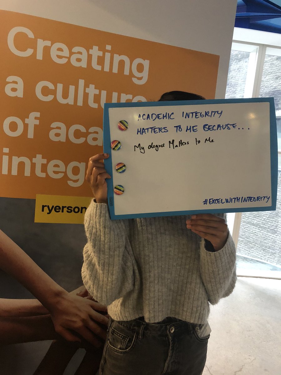 TMU_AIO's tweet photo. Academic Integrity matters to me because... My degree matters to me!
#ExcelWithIntegrity #RyersonExcelsWithIntegrity https://t.co/8HVfat5mbL