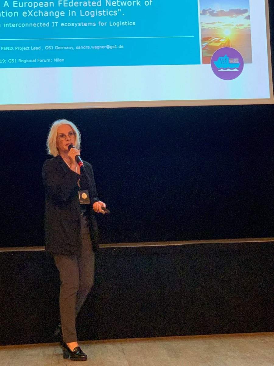 sandrwagner's tweet image. #FENIXproject, Flash Talk at GS1 Regional Forum in Milan about working together to achieve seamless #logistics data sharing across Europe through a not-for-profit, not privately owned federated network.