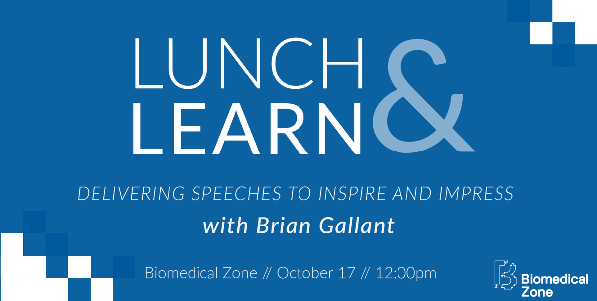 BiomedicalZone's tweet photo. Want to improve your public speaking skills? Tomorrow we are hosting a Lunch & Learn with former New Brunswick Premiere @BrianGallantNB.
#LunchAndLearn #BiomedicalZone #Innovation #PublicSpeaking #FreeFood
Register free here: https://t.co/Wwzf5YhpuE https://t.co/akX6CcmQw2