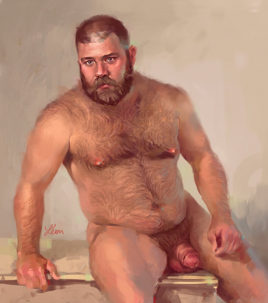 Nude bear painting.#nude #painting #art #hairy #bear #bearded #digitalpaint...