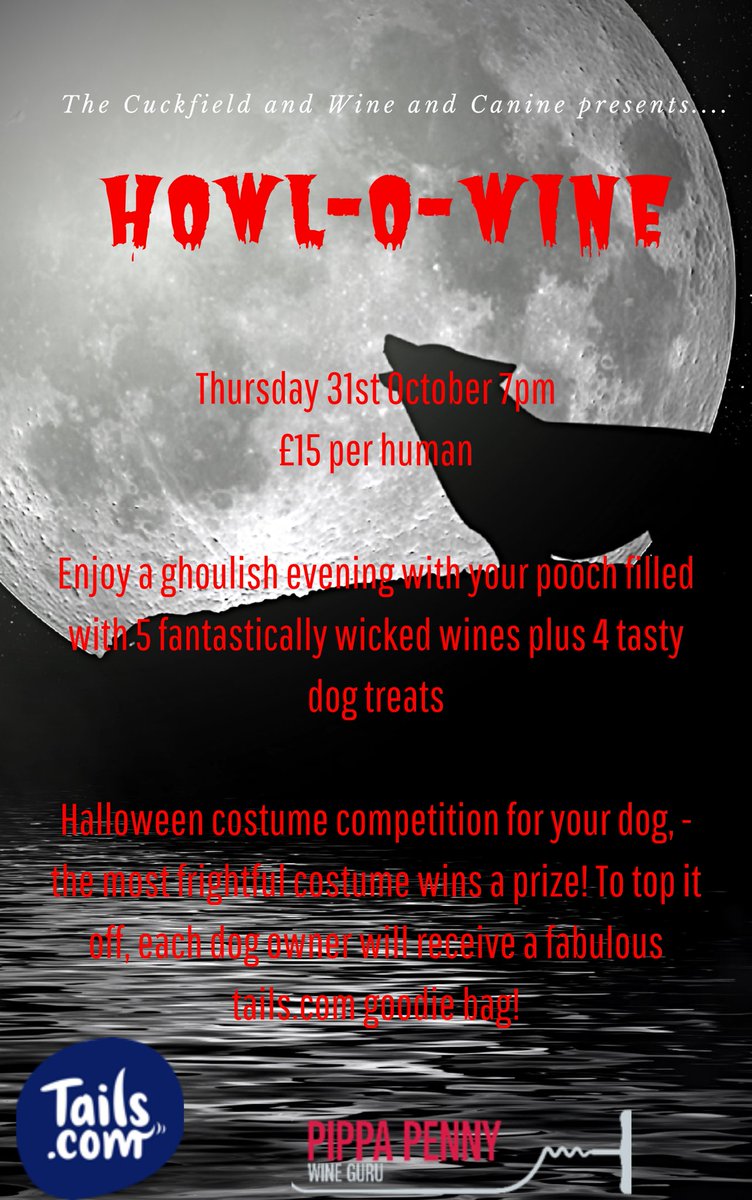 CuckfieldE11's tweet photo. #howlowine is coming soon! Best dressed dog competition, plenty of wine tasting and doggie bags! Tickets: https://t.co/1zepeU3euW #wanstead #howlowine #halloweenfordogs https://t.co/X5V3TB5647