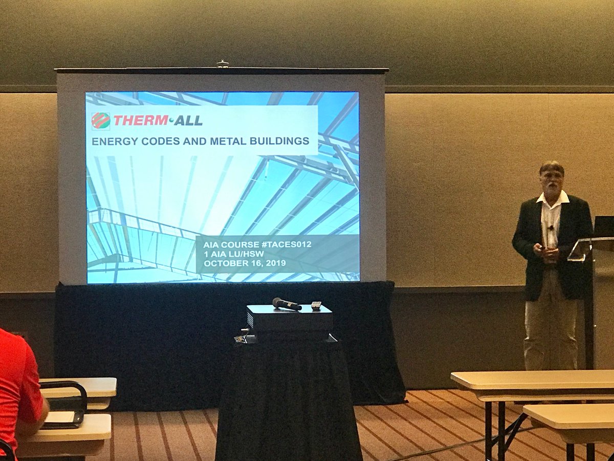 Therm_All's tweet photo. Happening now at @metalcon: The Code Man (Bill Beals) talks “Energy Codes and Metal Buildings” in meeting room 310. #metalcon19 #metalcon https://t.co/pdQ9YUtgZL