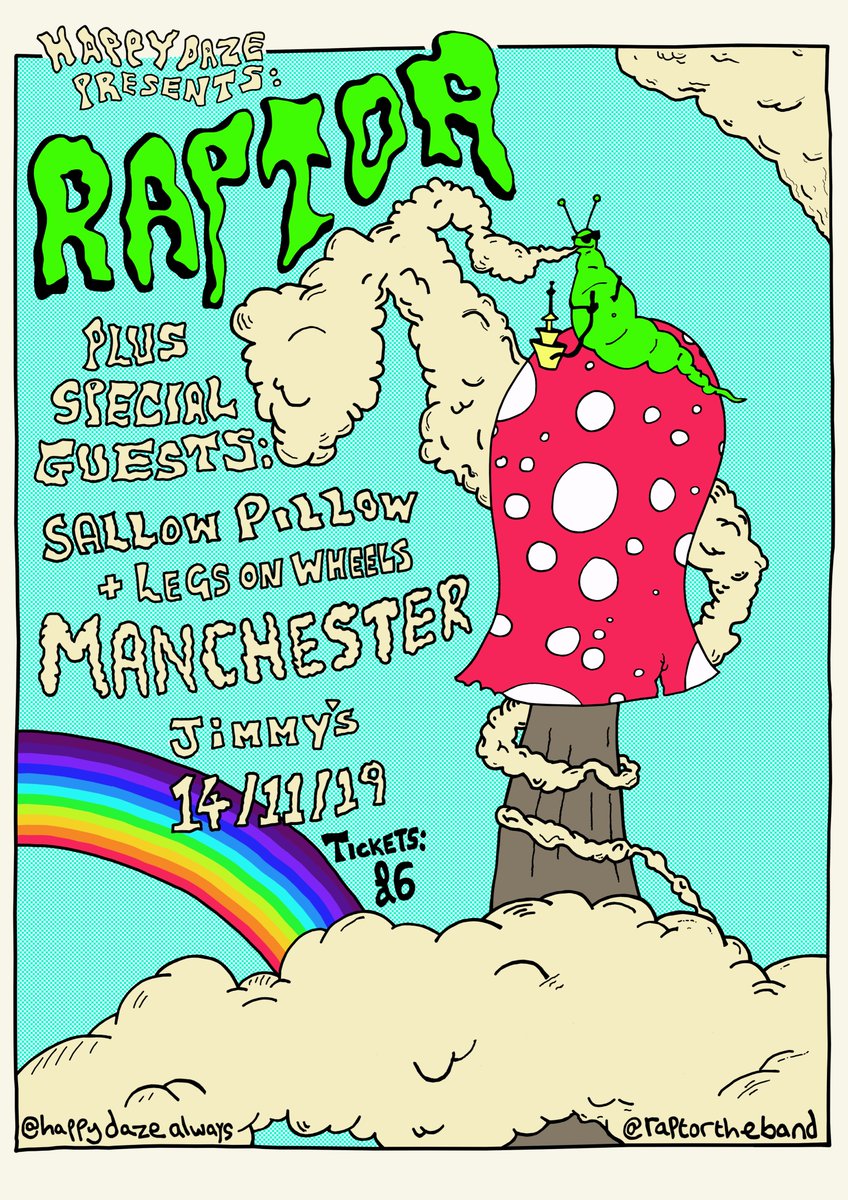 happydazealways's tweet photo. @RaptortheBand are coming to @jimmysMCR Thurs 14 Nov with their debut album 'Escapism'🍄🐌

+ special guests Legs on Wheels &amp; @SallowPillow who are making their first trip up the M62 &amp; with their upcoming debut EP 'Wince Meat’!🤘🏻

£6 ADV: https://t.co/0eV75dgTT3 https://t.co/advkvVpqL9