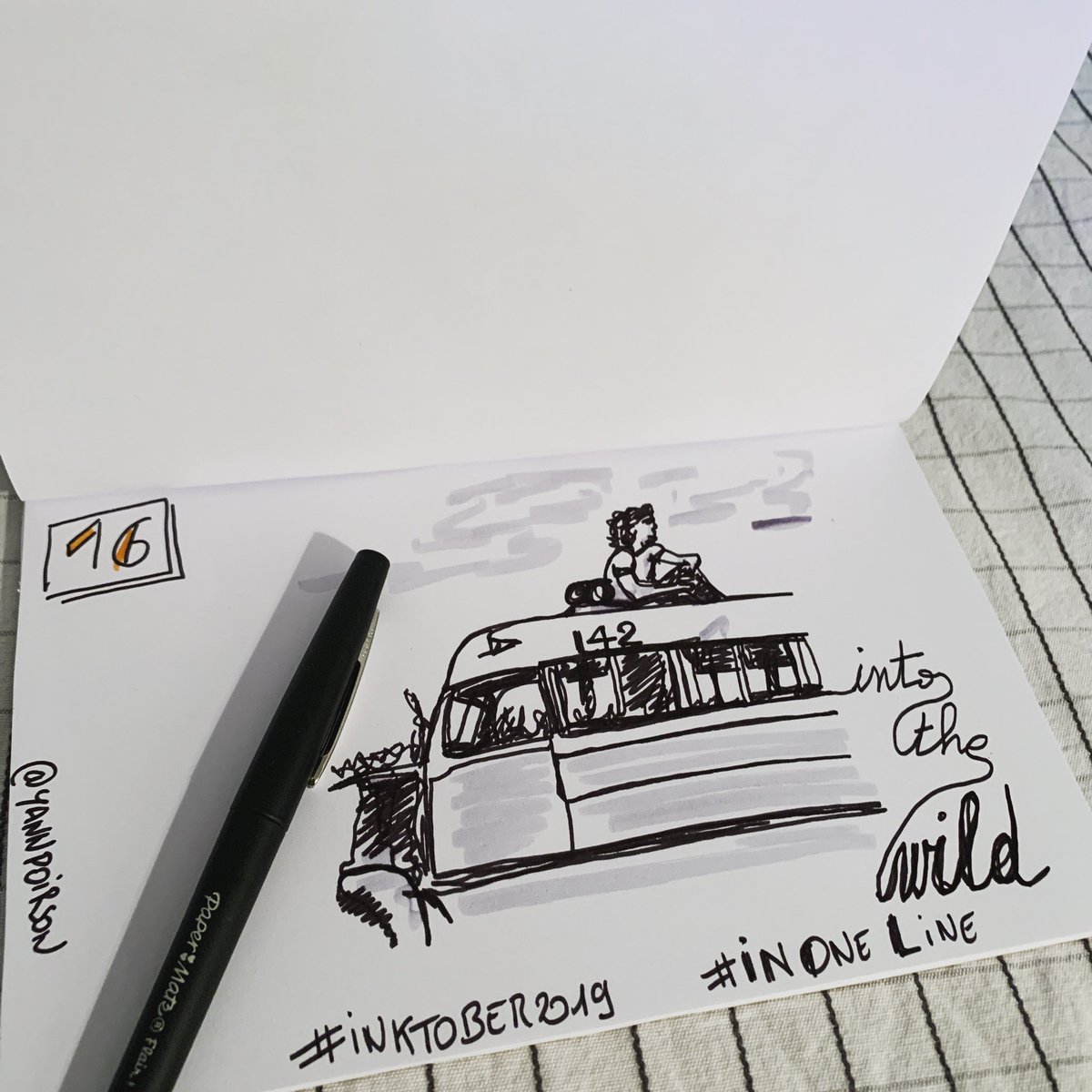 YannPoirson's tweet photo. #inktober2019 #inktober19 #Wild et dans la tête la musique d’Eddie Vedder 🎶 pour ce #jour16
✍️ #InOneLine
Un livre, un film et une BO à tomber 🤩
Cc #VisualTeam #CanopeDTBFC https://t.co/cNoctY5PQ2