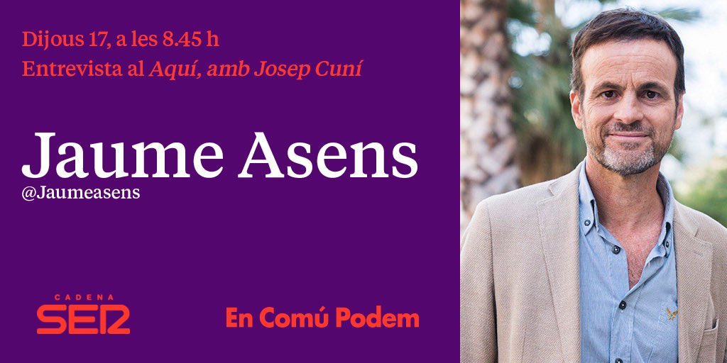 En moments com aquests, escoltar veus com la del <a href="/Jaumeasens/">Jaume Asens</a> es fa més necessari que mai.

🗣 Llibertat, diàleg, solucions!

Demà a partir de les 8:45 hores, a l’@AquiCuni 📻