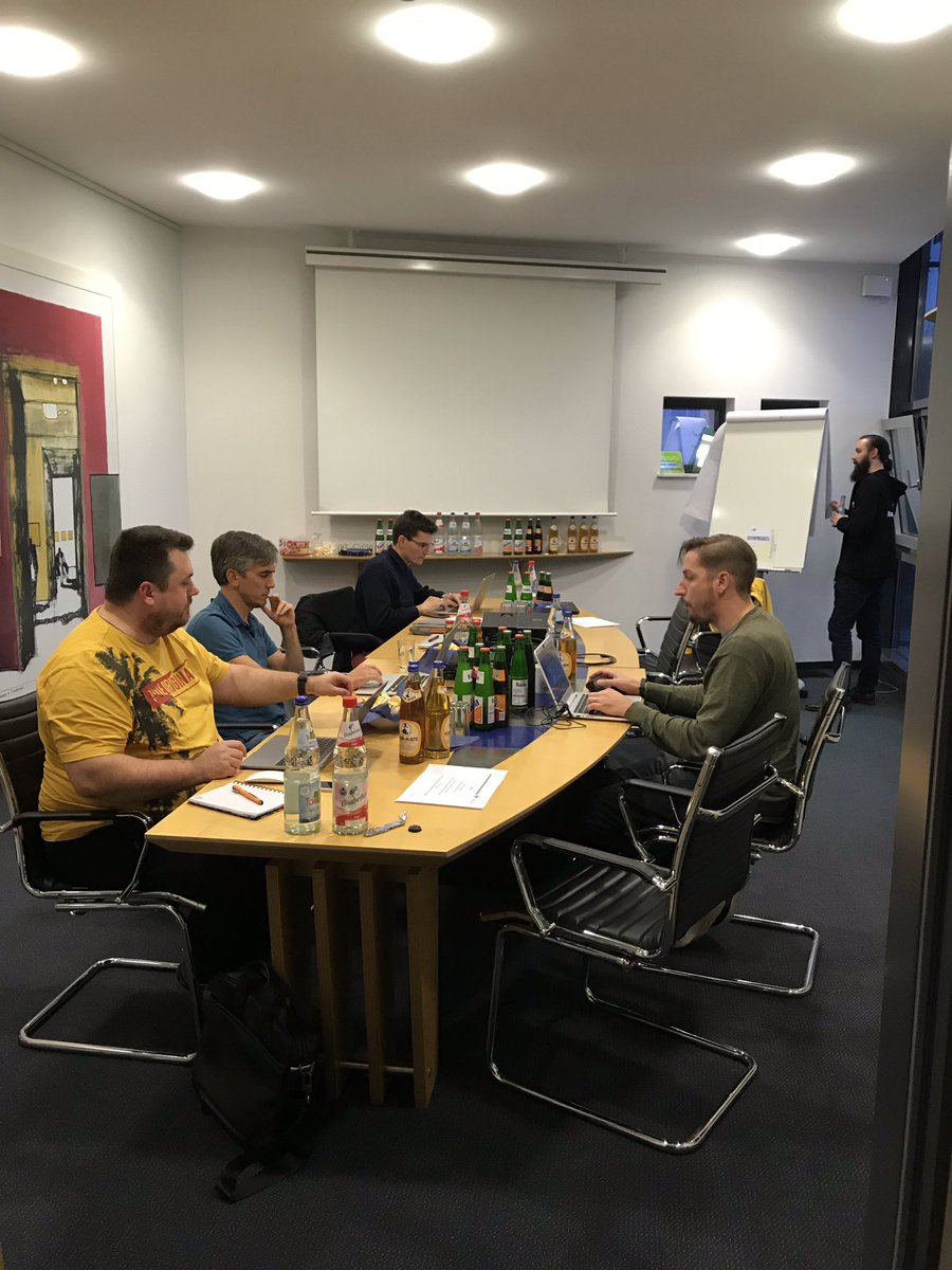 dockermannheim's tweet photo. Starting the docker mannheim meetup with two parallel tracks: an introducing talk by @RobertReiz and a self paced training, thanks to our host vescon! https://t.co/zi7F1OX0UR