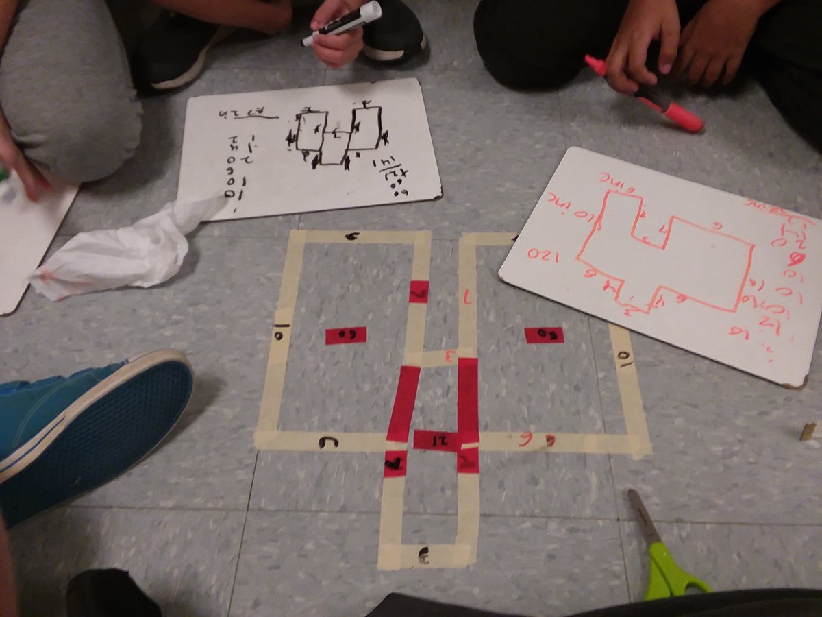 ResRRay's tweet photo. Learning can take place anywhere. Even in the hallway. #breakingoutoftheroom #areaperimeter #smallgroup #4thgrade #composite #rectilinear #Rocketsigniteandinspire @RobbinsRockets https://t.co/ssLMVlRfya