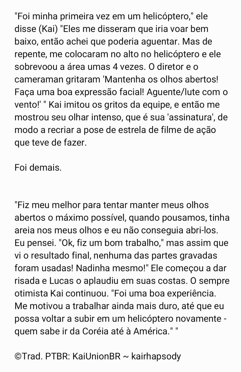 KaiUnionBr's tweet photo. [TRAD] 16.10.19 Entrevista do SuperM para @katehalliwell no 'The Ringer'

🧸https://t.co/OZh0Lghmnd

"Foi minha primeira vez em um helicóptero, me disseram que voaria baixo, então achei que poderia aguentar.. "quando pousamos, tinha areia nos meus olhos e não conseguia abri-los." https://t.co/0qR9fqNmwR