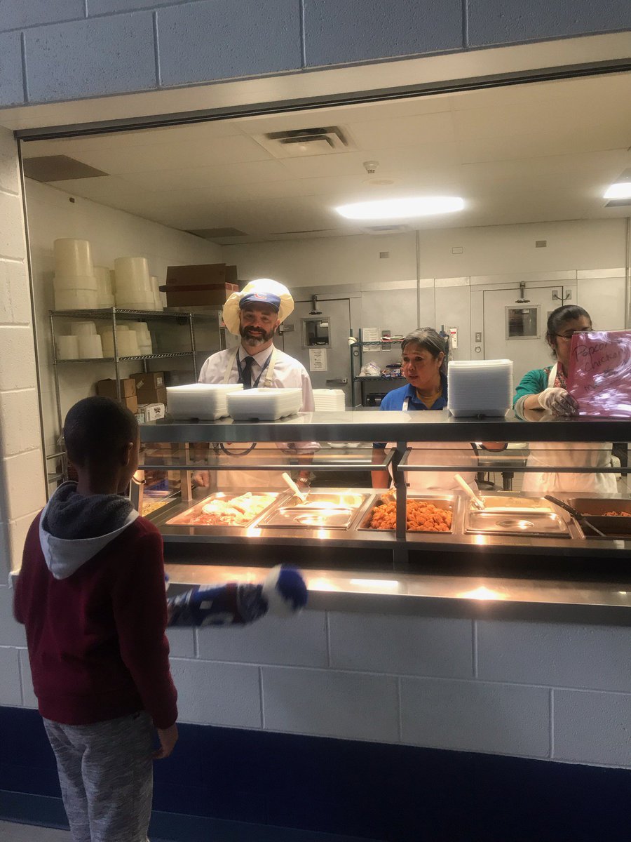 Happy National School Lunch Week. Mr. Sepich is the guest server. @d60learns