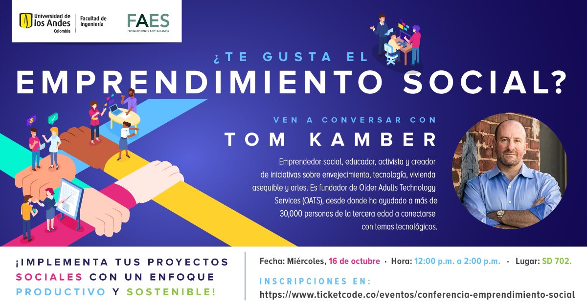 En minutos, a las 11:00 a.m en el SD 702, convierte tu proyecto social en realidad y dale un enfoque sostenible y productivo. Conversatorio con #TomKamber, fundador de #OATS y activista estadounidense.