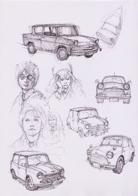 昔描いた模写やスケッチがでてきたぞ。
人物こんなに描いてるなら原画マンも、、、もう無理だな。 