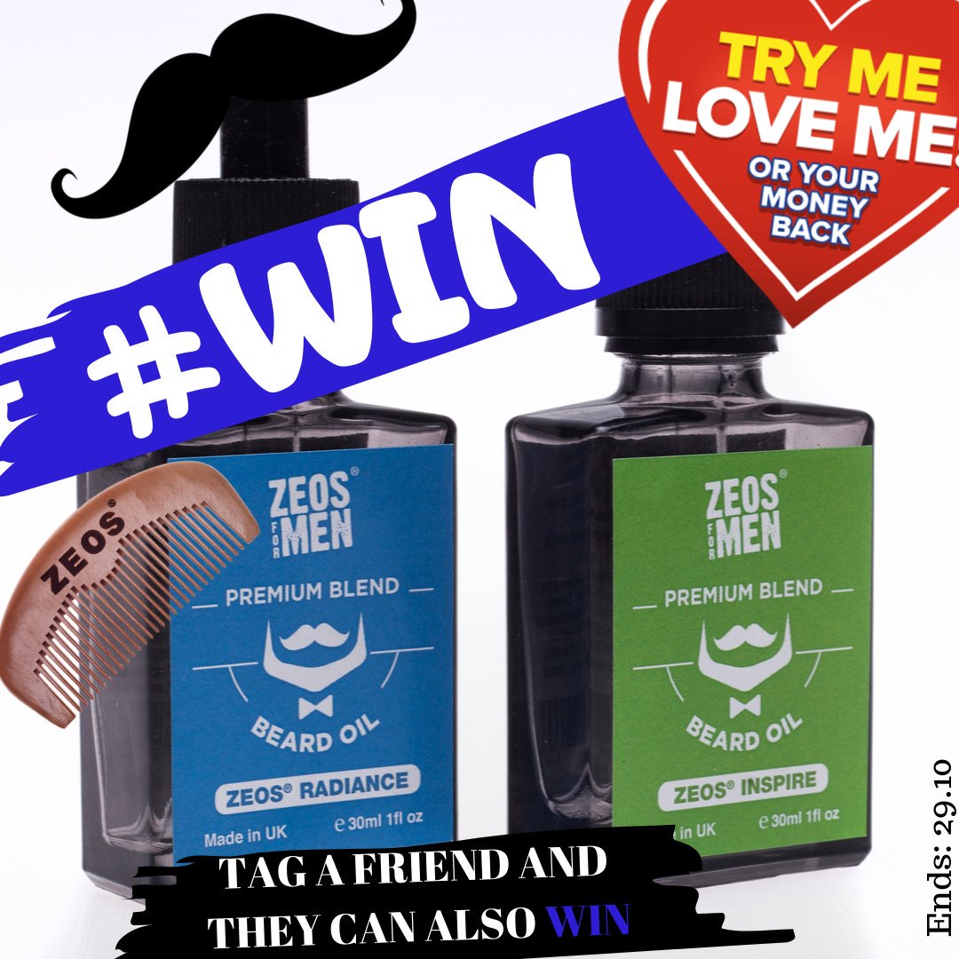 ZeosForMen's tweet image. Get ready for #Movember with the ZEOS #beard #giveaway #Competition #Win a bottle of our fully loaded money back guaranteed beard oil Radiance or Inspire + comb

To Enter
1  Follow
2  Like &amp;amp; RT
3  Comment with the oil you would like 

Tag a friend to win them the other beard oil