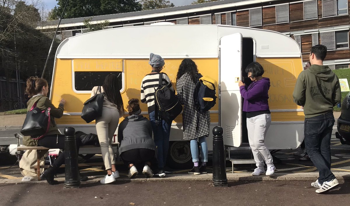 caravan_tweets's tweet photo. Lovely students at @RoyalHolloway writing up on Vanessa after watching 94,000. We’re here til 3.30! https://t.co/qbdhcV2yOJ