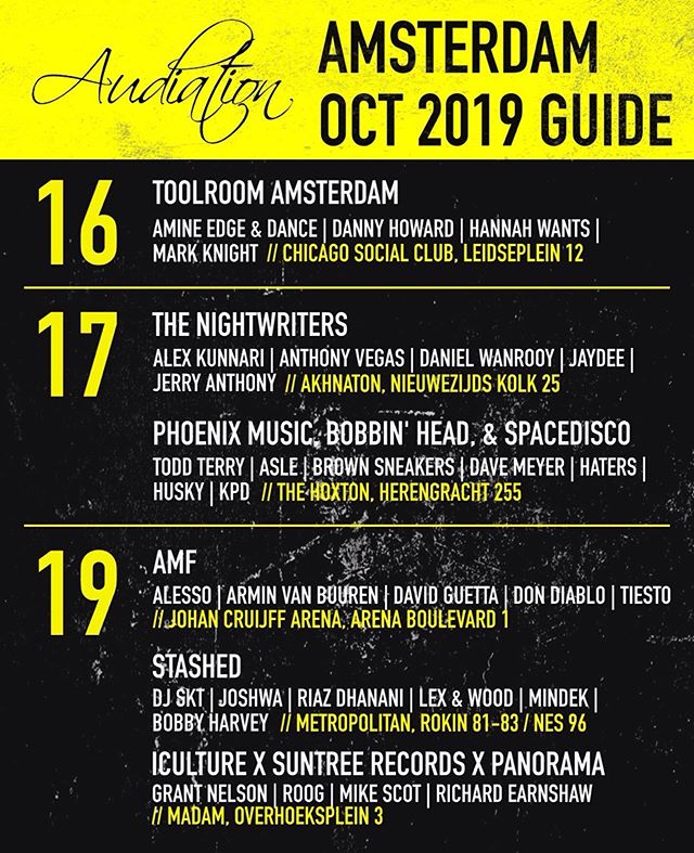 AnnexCreatives's tweet photo. Our guide to this week's events in #Amsterdam2019 // #ADE19 #LoveAudiation #AudiationMagazine https://t.co/6OBlfc3avR https://t.co/uzfWJlX494