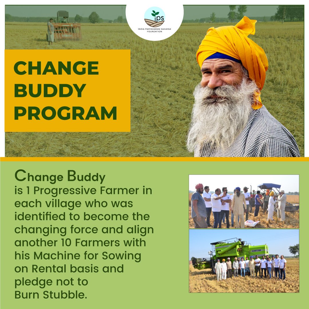 IPS_Foundation's tweet photo. #ChangeBuddies are proactive farmers who use alternate farming and #stubble disposal methods also align other farmers for sowing on rental basis and explain how technology may benefit lowering of air #pollution. #IPSFoundation
#StubbleBurning #StopStubbleBurning #StopCropBurning https://t.co/OKeIkx3WMv