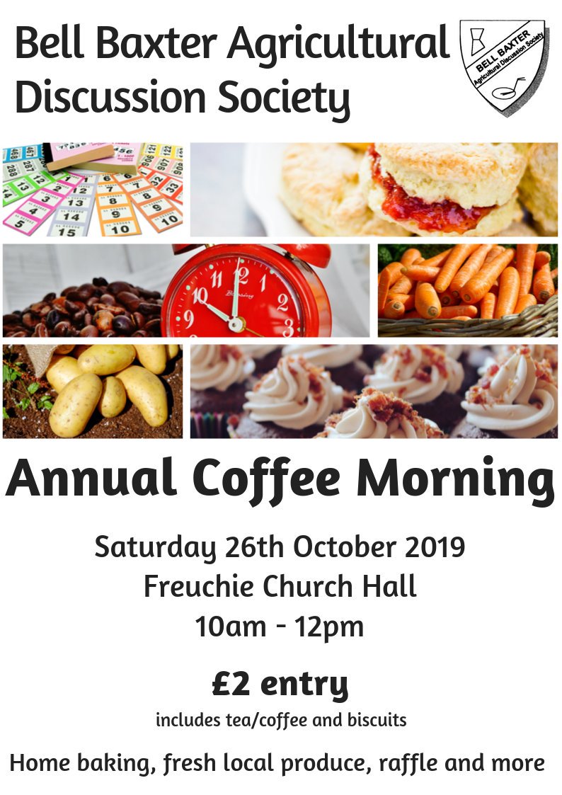 Our annual coffee morning takes  place on Saturday 26th October 10-12 at Freuchie Church Hall. There will be a raffle, fresh produce, home baking and more. We will also be running our club produce show competition alongside this. Hope to see you there ☕🍰🥕🥦🥔#YFinAction <a href="/SAYFC/">SAYFC</a>