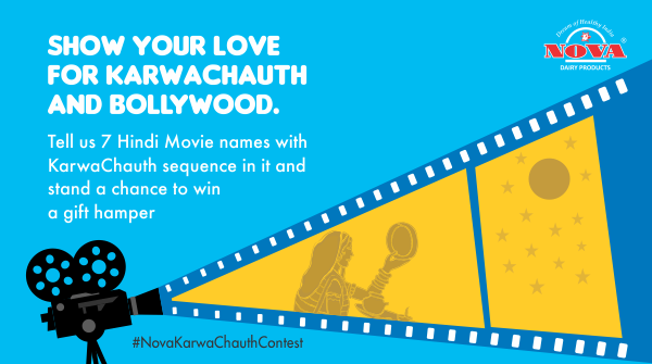 novadairy's tweet photo. On this festival of love &amp; togetherness, show us your love &amp; connect with Bollywood movies. Tell us 7 Movie names with #Karwachauth sequence in it &amp; stand to win a gift hamper from #NovaDairy for your loved one.
Share &amp; tag your friends.
Use- #NovaKarwaChauthContest
#ContestAlert https://t.co/Mihwo9x0N4