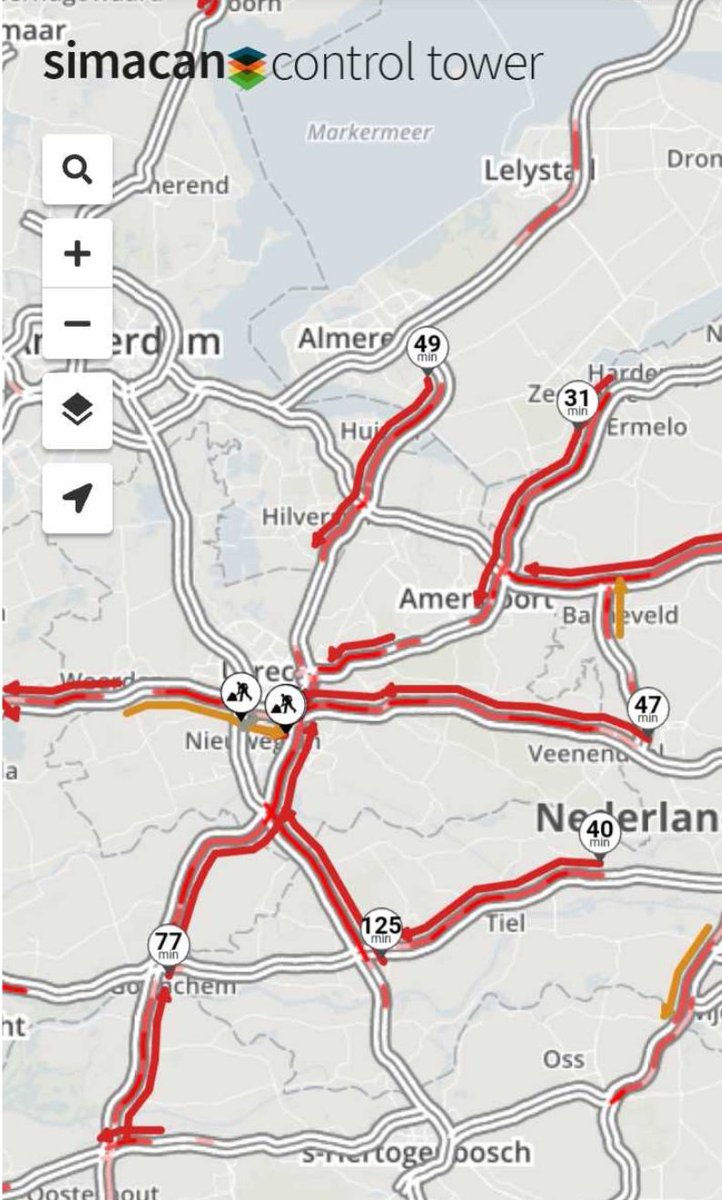 After Utrecht in the morning and The Hague since noon, congestion is now building around Groningen as well. #boerenprotesten #traffic