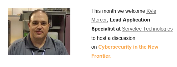 oilfieldiot's tweet photo. Log on at 9am MST today for our meeting! This month we welcome Kyle Mercer from Servelec Technologies to host a discussion on #Cybersecurity in the New Frontier.  If you're in #Calgary join us at Petroleum Technology Alliance Canada. https://t.co/OOO99YZipi